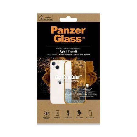 Case IPHONE 13 PanzerGlass ClearCase Antibacterial Military (0333) Grade Tangerine