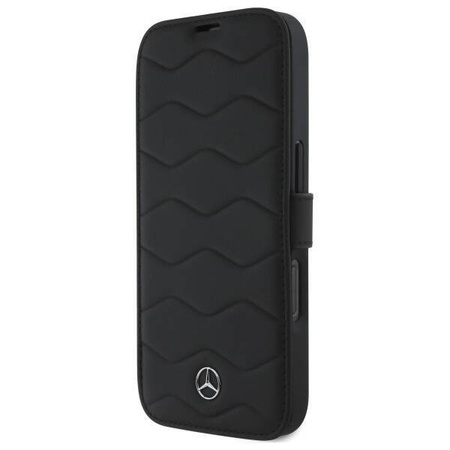 Original Handyhülle IPHONE 16 PRO MAX Mercedes Hardcase MB Waves Leather (MEBKP16X23RWRSK) schwarz