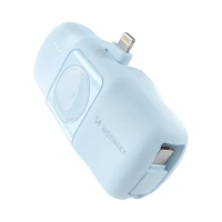 Wozinsky WF16-YLS 5000 mAh 15 W Lightning Mini-Powerbank mit integriertem USB-C-Kabel und Apple Watch Ladegerät – Blau