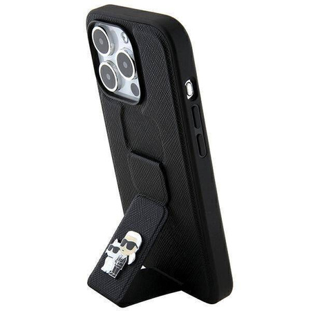 Karl Lagerfeld nakładka do iPhone 14 Pro 6,1&quot; KLHCP14LGSAKCPK HC GRIPSTAND SAFFIANO KC PINS czarna