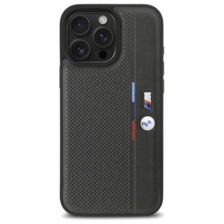 Etui BMW M Perforated Tricolor Detail Line na iPhone 16 Pro Max - ciemnoszare