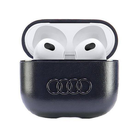 Original Handyhülle APPLE AIRPODS 3 Audi Leather Big Logo Cover (AU-AP3-GT/D3-BK) schwarz