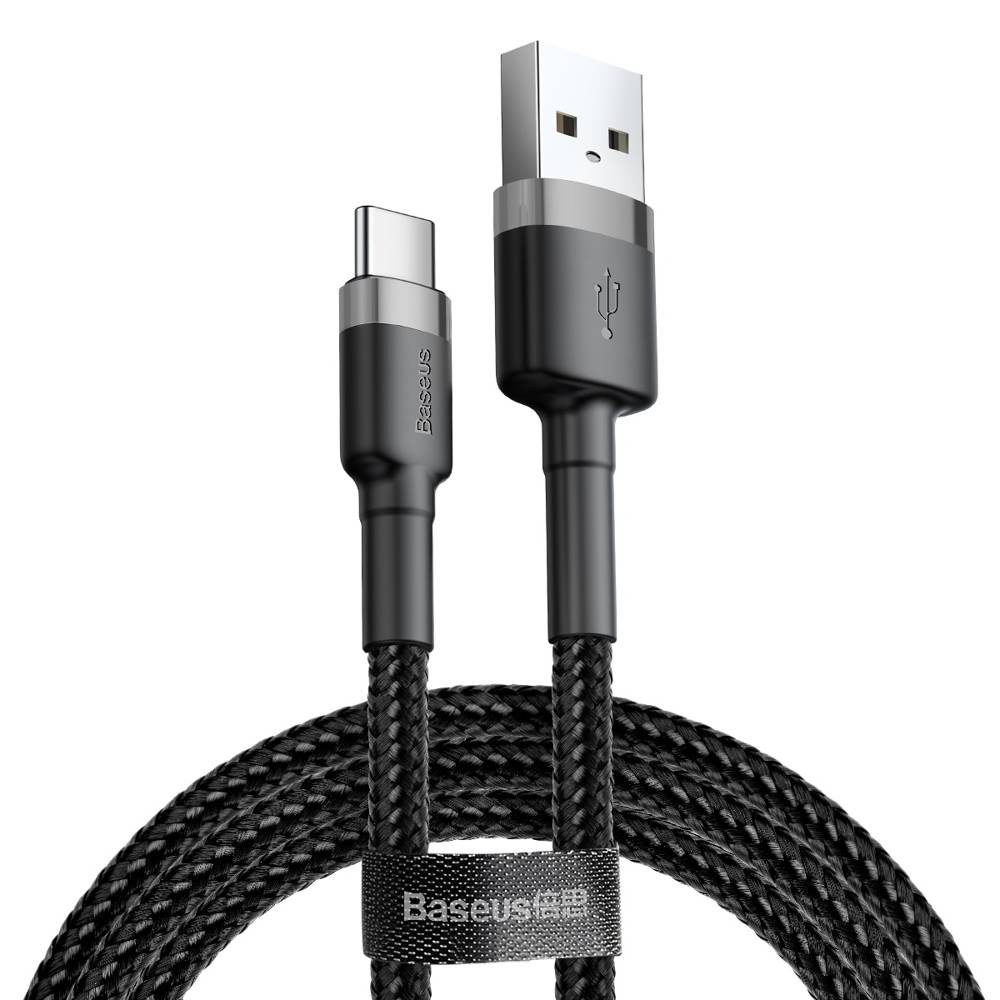 Baseus Cafule Cable - Kabel do ładowania i transmisji danych USB do USB-C 3 A, 0.5 m (szary/czarny)