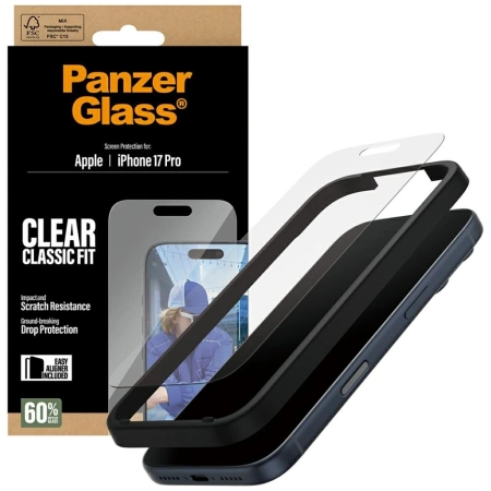 Szkło hartowane PanzerGlass Classic Fit EasyAligner na iPhone 17 Pro