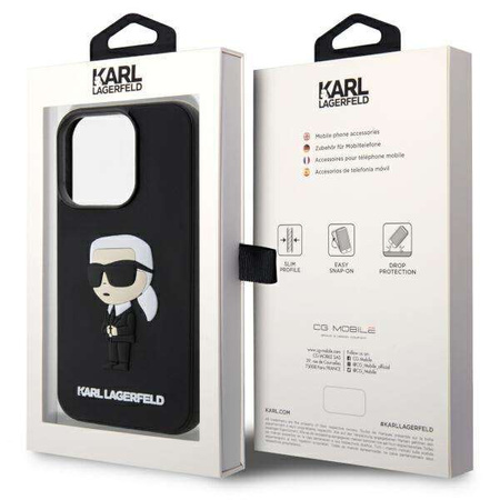 Karl Lagerfeld KLHCP14L3DRKINK iPhone 14 Pro 6.1" schwarz/schwarz Hardcase Rubber Ikonik 3D
