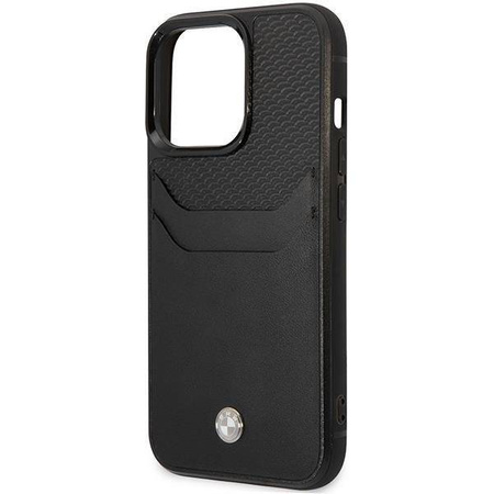 Original Handyhülle IPHONE 14 PRO MAX BMW Leather Card Slot (BMHCP14X22RSEPK) schwarz
