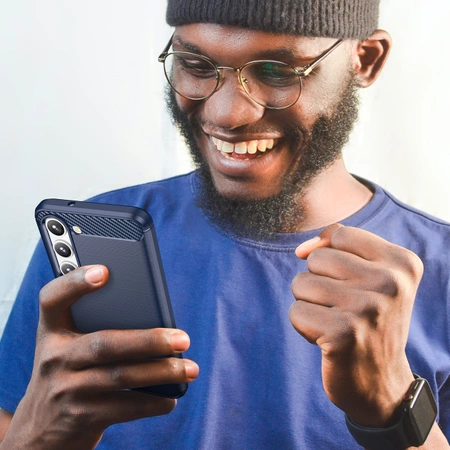 Carbon Case für Samsung Galaxy S23+ flexible Silikon-Carbon-Hülle blau