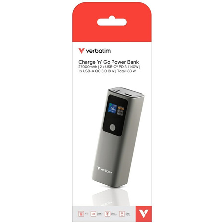 Powerbank Verbatim Charge n Go 27000mAh  140W 2xUSB-C PD 3.1 szary 32269
