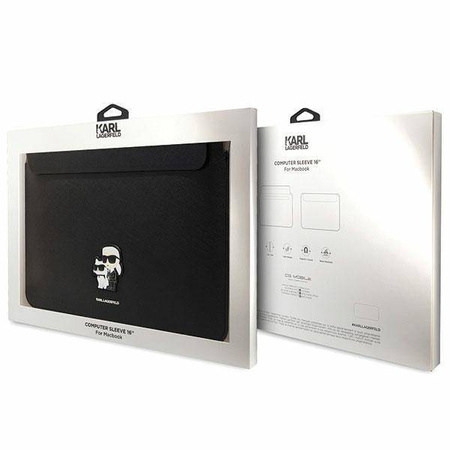 Karl Lagerfeld Hülle KLCS16SAKCPMK 16" schwarz/schwarz Saffiano Karl&Choupette