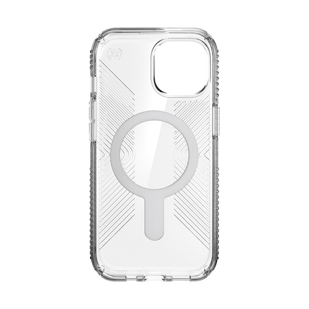 Speck Presidio Perfect-Clear Grip ClickLock & MagSafe - Etui iPhone 16e / iPhone 15 / iPhone 14 / iPhone 13 (Clear / Chrome Finish / Serene Silver)
