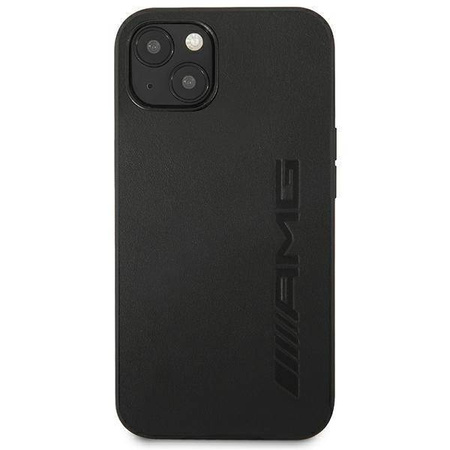 AMG AMHCP14SDOLBK iPhone 14 6.1 &quot;schwarz / schwarz Hardcase Leder Hot Stamped