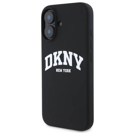 Original Case IPHONE 16 DKNY Hardcase Silicone White Printed Logo MagSafe (DKHMP16SSNYACH) black