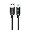 Kabel USB - Lightning 12W 5A 1,2m Wyświetlacz LED Szybkie Ładowanie i Przesyłanie Danych Kakusiga Digital Display Fast Charging Data Cable (KSC-599) czarny