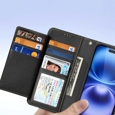 Etui skórzane Dux Ducis Lawa na iPhone 16 - czarne
