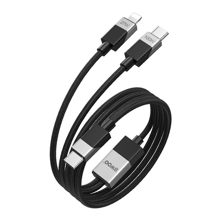 BWOO Pleciony kabel 2 w 1 USB-C do USB-C i Lightning 100W/27W