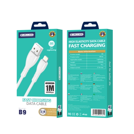 JELLICO kabel B9 Lightning 3.1A 1M Biały
