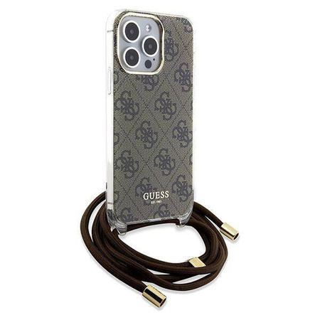 Etui Guess Crossbody Cord 4G Print na iPhone 15 Pro Max - brązowe
