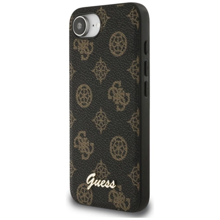 Guess Peony Script Logo MagSafe iPhone 16e Hülle Schwarz