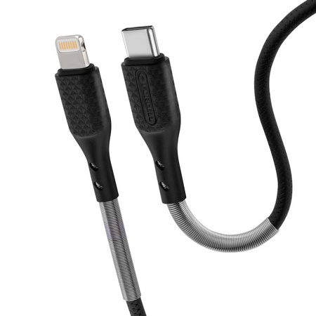 FORCELL Carbon kabel Typ C do iPhone Lightning 8-pin Power Delivery PD27W CB-01C czarny 1 metr