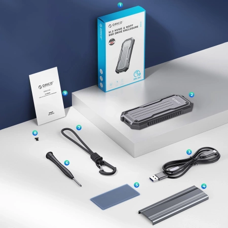 Przenośna kieszeń dyskowa M.2 NVMe/SATA SSD USB-C 3.2 - szara