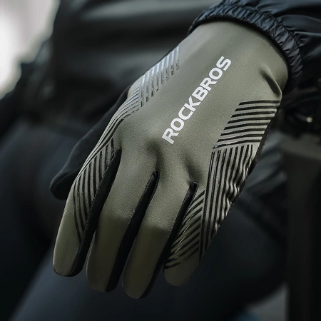 Rockbros Fahrradhandschuhe Frühling/Sommer/Herbst, Full, Größe: M - Grün