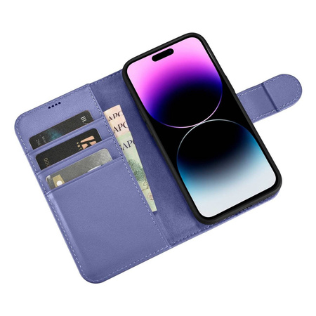 iCarer Wallet Case 2in1 iPhone 14 Pro Max Flip Leather Cover Anti-RFID Light Violet (WMI14220728-LP)