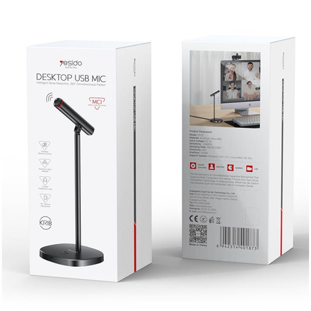 Yesido KR18 Mikrofon Biurkowy (ANC) 48KHZ/24BIT, BLACK/CZARNY