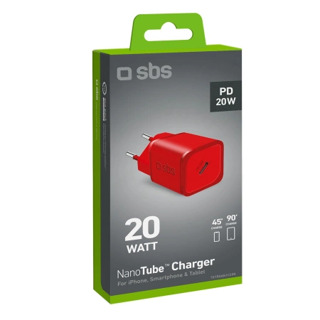 SBS TETRGAN1C20R 20W GaN-Netzwerkladegerät mit Power Delivery – rot