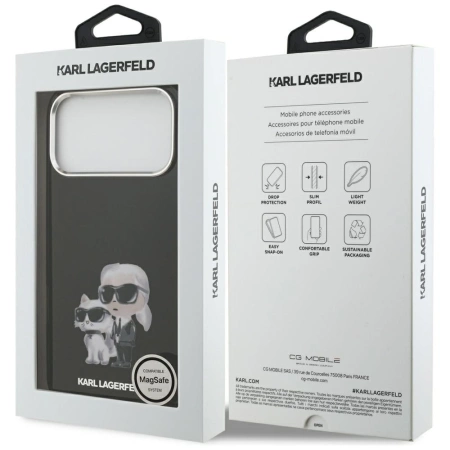 Karl Lagerfeld IML Aquarelle Karl & Choupette & Logo MagSafe Case for iPhone 17 Pro - Black