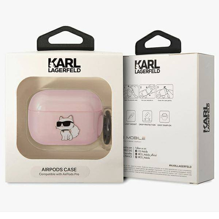 Original Handyhülle APPLE AIRPODS PRO Karl Lagerfeld Ikonik Choupette (KLAPHNCHTCP) rosa
