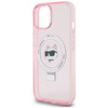 Karl Lagerfeld KLHMP15SHMRSCHP iPhone 15 6,1" rosa/rosa Hardcase Ringständer Choupette Head MagSafe
