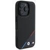 Original Handyhülle IPHONE 16 PRO BMW Hardcase M Perforated Tricolor Line MagSafe (BMHMP16L23PUPDK) schwarz