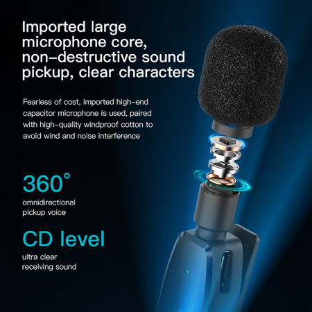 Yesido Mikrofon krawatowy bezprzewodowy KR11 Typ C czarny