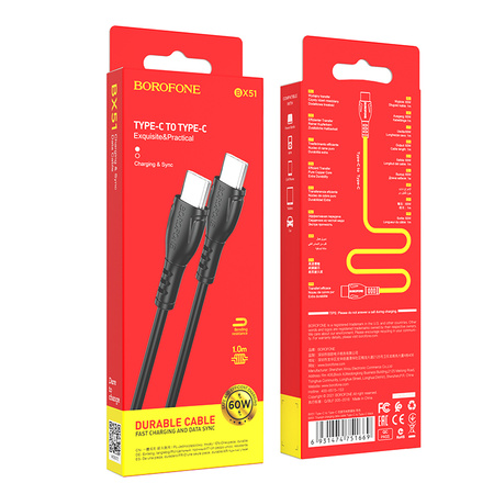 Borofone Kabel BX51 Triumph - Typ C na Typ C - 60W 1 metr czarny
