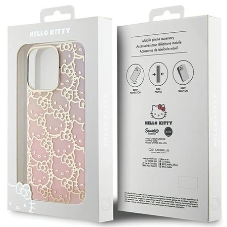 Hello Kitty IML Gradient Electrop Crowded Kitty Head Case for iPhone 15 Pro Max - Pink