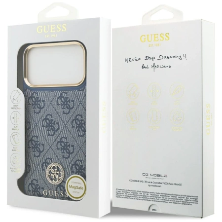 Guess 4G Strass Logo MagSafe Case für iPhone 17 Pro Max - Blau