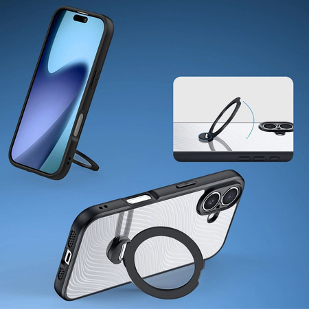 Etui Dux Ducis Aimo Mag z pierścieniem magnetycznym i podstawką na iPhone 17 – czarne