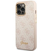 Oryginalne Etui IPHONE 14 PRO Guess Hard Case 4G Vintage Gold Logo (GUHCP14LHG4SHP) różowe