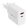 FORCELL F-ENERGY TFK-TC-45WPDAC ładowarka sieciowa 3w1 Typ C + USB A PD QC4.0 3A 45W z wymiennymi wtyczkami (EU / UK / US) biała