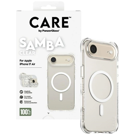 CARE by PanzerGlass Fashionable Samba Case w. White MagSafe for iPhone Air - Transparent