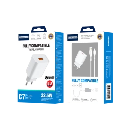 JELLICO ładowarka sieciowa C7 22.5W 1xUSB QC3.0 + kabel USB-C Biały