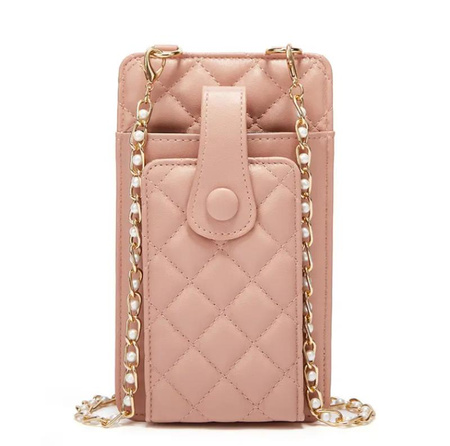 Pikowana torebka / saszetka na telefon 19*10,5*2cm, PINK / RÓŻOWY