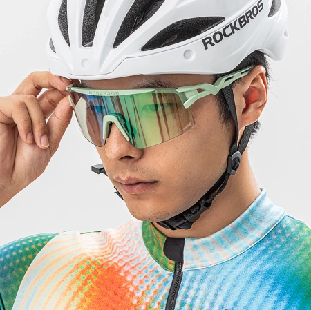 Rockbros Polarisierte Fahrradbrille mit UV-Schutz und Korrektureinsatz - Weiß