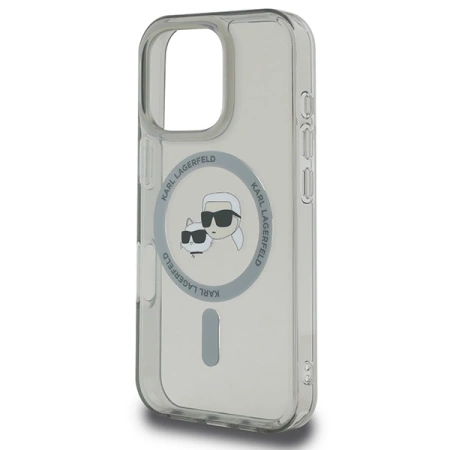 Etui Karl Lagerfeld IML Metal Karl&Choupette Head MagSafe na iPhone 16 Pro Max - czarne