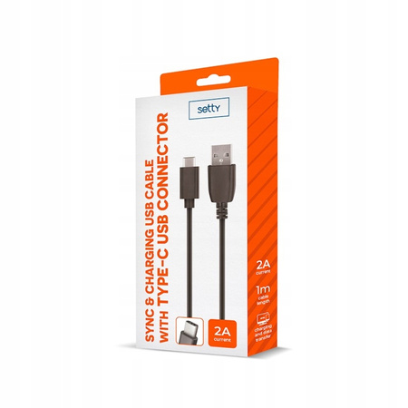Kabel USB Setty 1m 2A typ C czarny