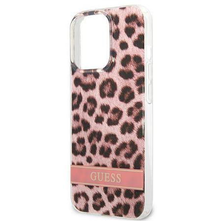 Etui IPHONE 13 PRO Guess Hardcase Leopard (GUHCP13LHSLEOP) różowe