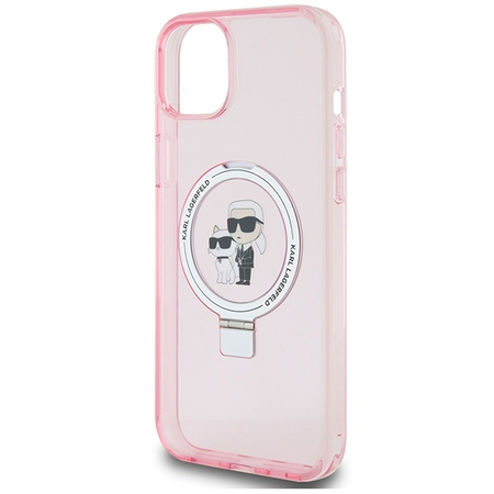 Karl Lagerfeld KLHMP15SHMRSKCP iPhone 15 6.1" pink/pink hardcase Ring Stand Karl&Choupette MagSafe