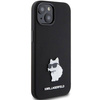 Karl Lagerfeld Choupette Metal Pin-Hülle aus Silikon für iPhone 15 Plus / 14 Plus – Schwarz