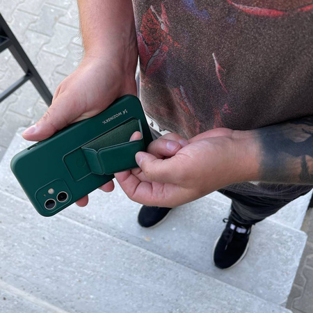 Wozinsky Kickstand Case elastyczne silikonowe etui z podstawką iPhone 11 Pro granatowy