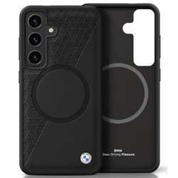 BMW futerał do SAMSUNG S25 kompatybilny z MagSafe BMHMS25S23RTPK (Sign Leather Half Textured and Circle) black